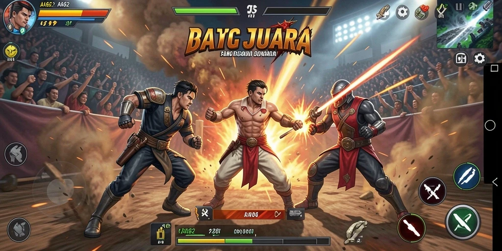 Gameplay AA62 dengan pertarungan yang mendebarkan dan karakter unik.