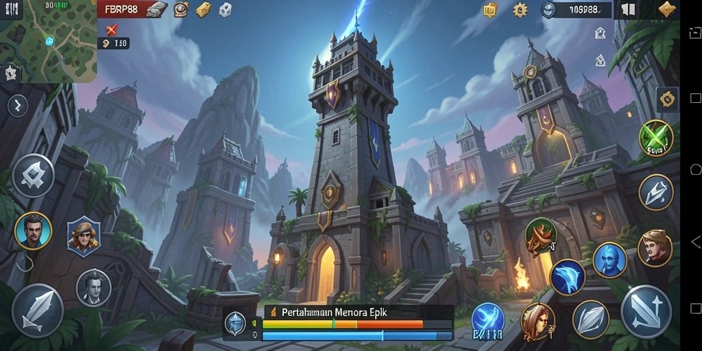 Tampilan gameplay Tower Defense yang mendebarkan di FBRP88.