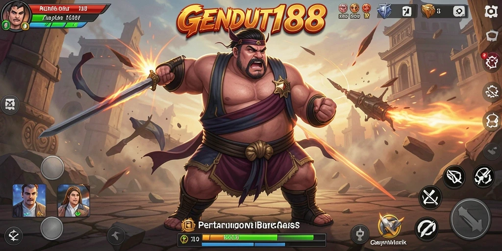 Tangkapan layar menampilkan pertarungan epik dalam GENDUT188.