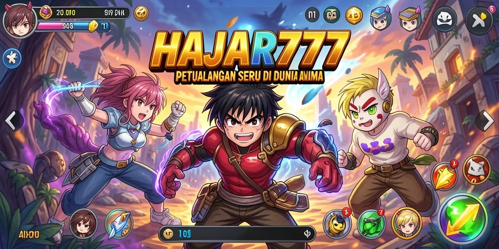 Gameplay seru HAJAR777 dengan karakter Anime yang menawan.