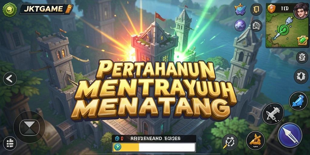 Tampilan gameplay seru dengan pertahanan menara yang strategis.