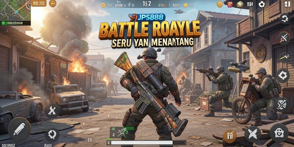 Gameplay seru dalam JPS888 dengan pertarungan intens di arena Battle Royale.