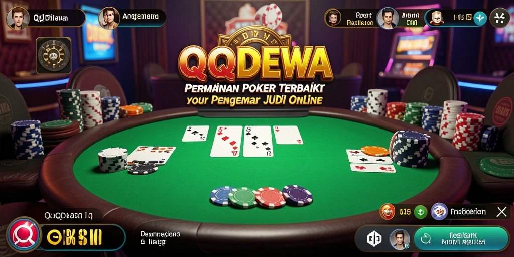 Tampilan gameplay QQDEWA yang menegangkan dengan meja Poker.