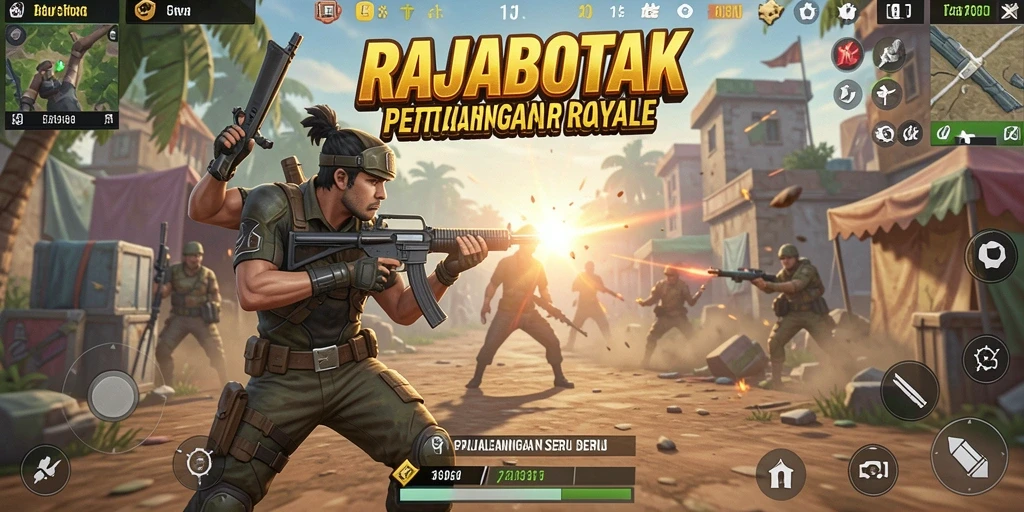 Tampilan gameplay RAJABOTAK yang menegangkan dalam pertempuran Battle Royale.