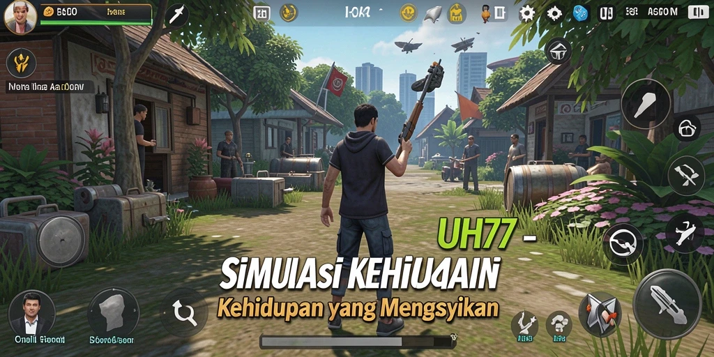 Tampilan gameplay UH77 dengan interaksi karakter yang menyenangkan.
